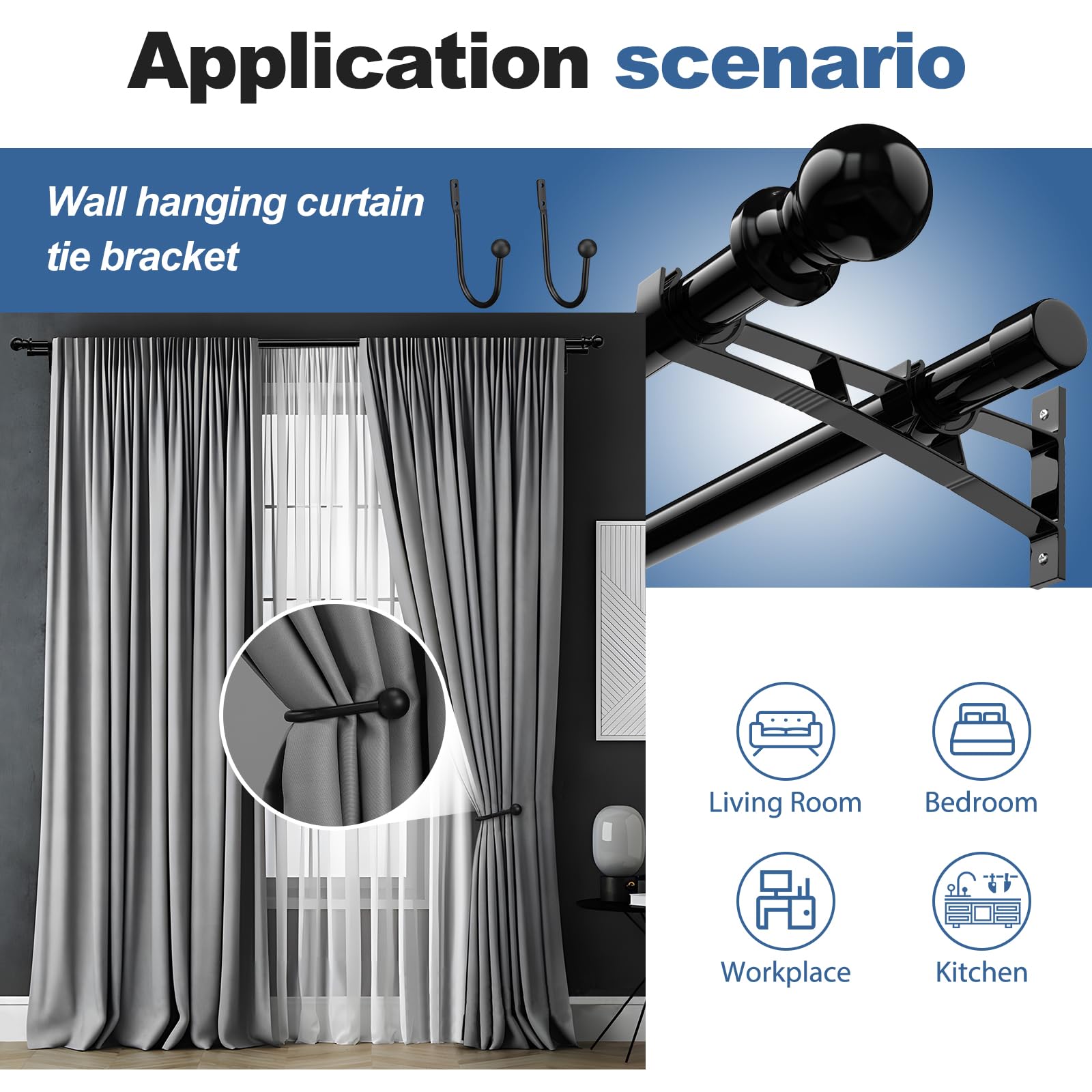 DOUBLE CURTAIN ダブルカーテン 100x178cm Amazon.com: Double Curtain Rods 28 to 88 Inch Black 1 Inch Heavy